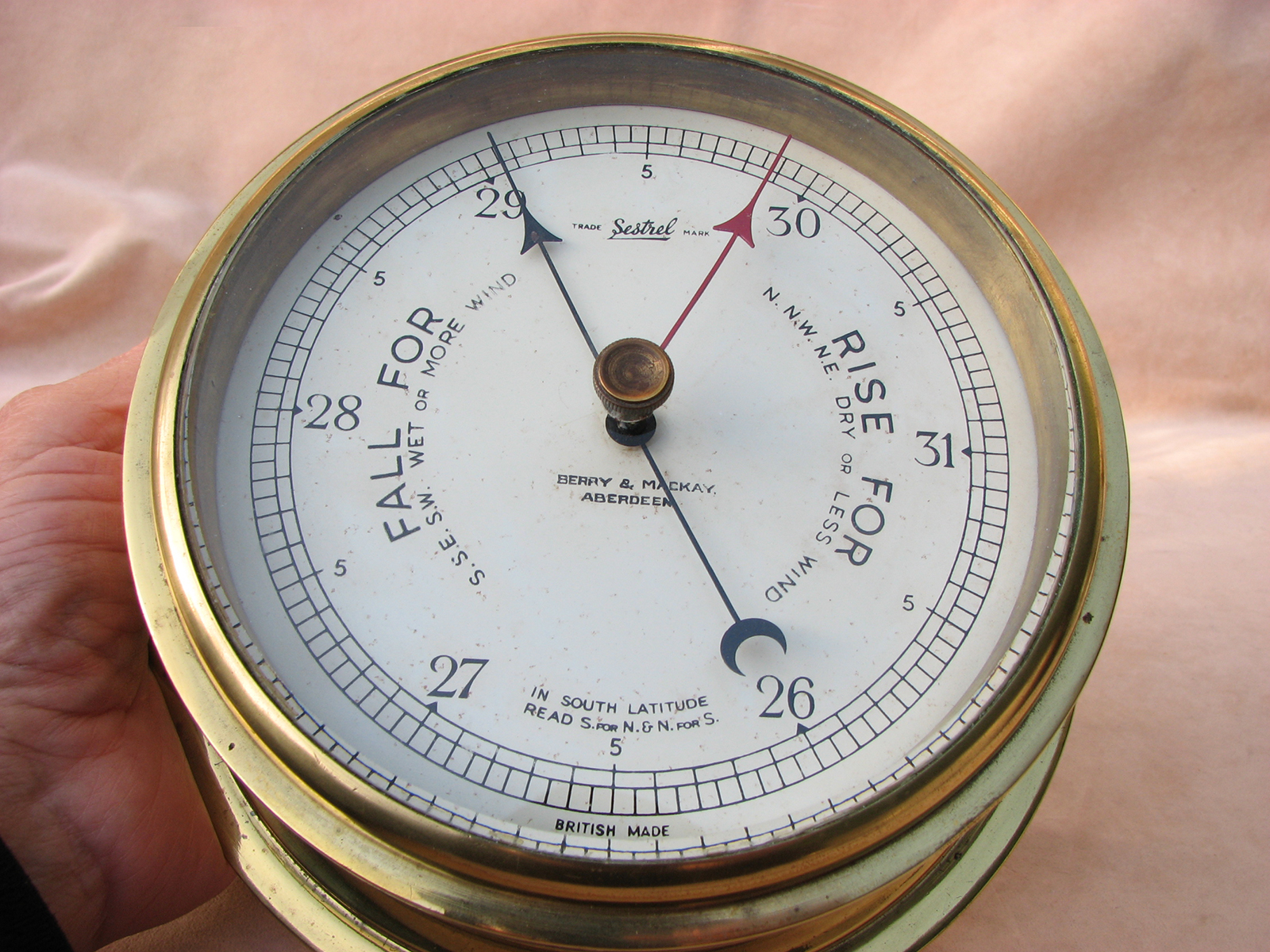 Henry Browne & Son Sestrel bulkhead marine barometer retailed by Berry & Mackay